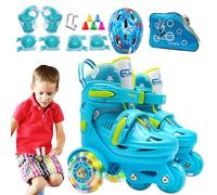 Ruedas de Juegos, Patinador para niños, Patines de Puntos para Principiantes, Rueda iluminada con construcciones livianas, tamaño Ajustable para niños de 3 a 8 años y Pista de Patinaje, 27-30 yar