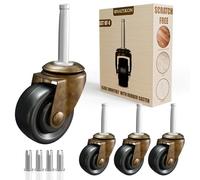 Ruedas de latón antiguo con ruedas de goma de 1-5/8 pulgadas de repuesto para sillas, sofá, aparador, rodillos de muebles vintage para suelos de madera dura, juego de 4