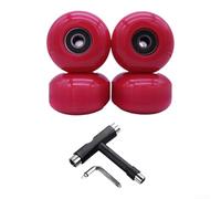 Ruedas de monopatín 52 x 32 mm 95a PU duro con rodamientos Abec-9 para tabla de crucero de doble kicktail, juego completo con herramienta en T, color negro (H)