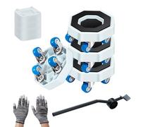 Ruedas de Muebles Móviles, Ruedas Giratorias de 360 Grados, Juego de Transporte de Muebles con Guantes, 4 Ruedas de Transporte y 4 Reguladores de Altura, Elevador de Muebles de Servicio Pesado