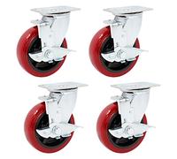 Ruedas de oficina Ruedas giratorias con placa giratoria Paquete de 4 Ruedas para muebles con ruedas Ruedas de repuesto Ruedas de poliuretano con freno, Ruedas de transporte para banco de trabajo (Size : (150mm/6in )