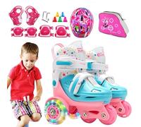 Ruedas de Parque Infantil, Patines de Puntos para Principiantes, Rueda iluminada con construcciones Ligeras, tamaño Ajustable para niños de 3 a 8 años y Pista de Patinaje, 27-30 Yardas