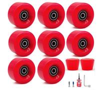Ruedas de patinaje cuádruple de 58 mm 82 A con rodamientos, paquete de 8 para quad (rojo)