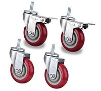 Ruedas de placa Ruedas de transporte,Ruedas giratorias con frenos,Ruedas de poliuretano,Rotación de 360°,Ruedas resistentes,Galvanizadas,Perno M12 (B/2 Universal +2 Freno 125 mm)