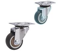 Ruedas de Repuesto: Juego de 8, Diám. 25-75 mm, Fijas/Giratorias/con Freno, Eje 8 mm - para Carritos Supermercado, Carretillas, Almacén (Elige Tipo y Tamaño)(1p,1''_Swivel Caster)