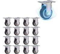 Ruedas de Repuesto: Juego de 8, Diám. 25-75 mm, Fijas/Giratorias/con Freno, Eje 8 mm - para Carritos Supermercado, Carretillas, Almacén (Elige Tipo y Tamaño)(16p,1''_Rigid Caster)