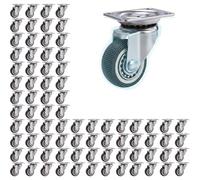 Ruedas de Repuesto: Juego de 8, Diám. 25-75 mm, Fijas/Giratorias/con Freno, Eje 8 mm - para Carritos Supermercado, Carretillas, Almacén (Elige Tipo y Tamaño)(80p,3''_Swivel Caster)