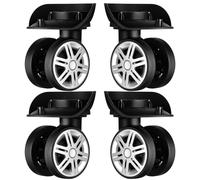 Ruedas de Repuesto para Maleta Trolley, 4 Piezas ABS Negro | Diseño de Doble Rueda y Eje, Rotación Flexible y Uso Silencioso, Compatible Maleta y Baúl