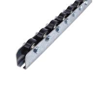 Ruedas de riel de flujo con revestimiento de zinc personalizables para transporte, rodillo de acero negro, 1,4 m de longitud, ideal para un manejo suave de materiales y sistemas de transporte