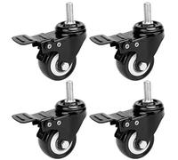 Ruedas de rueda, 2 pulgadas de vástago con freno para muebles y sillas de oficina, 4 unidades, color negro