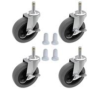 Ruedas de rueda AAGUT, de goma resistente, de 4 pulgadas, 7/16 x 1-3/8 pulgadas, ruedas roscadas con frenos de bloqueo y enchufes, rueda giratoria para reemplazo de parrilla, juego de 4