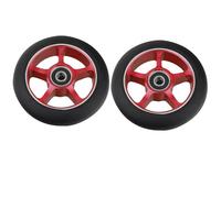Ruedas de Scooter Freestyle 100mm Scooter Wheels Replacement With Bearings Aluminum Wear-Resistant PU Stunt Parts Kick Accessories 2pcs/set(100 Red 5X)