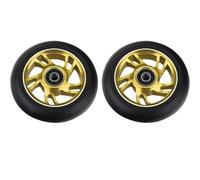 Ruedas de Scooter Freestyle 100mm Scooter Wheels Replacement With Bearings Aluminum Wear-Resistant PU Stunt Parts Kick Accessories 2pcs/set(100 Gold Spiral)