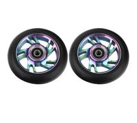 Ruedas de Scooter Freestyle 100mm Scooter Wheels Replacement With Bearings Aluminum Wear-Resistant PU Stunt Parts Kick Accessories 2pcs/set(100 Colorful Spiral)