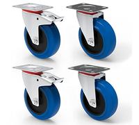Ruedas de transporte con freno, 100 mm, ruedas giratorias de goma, ruedas fijas para taller, muebles pesados, palés, armario ahumado, carro de herramientas