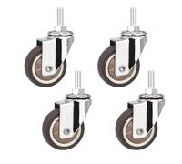 Ruedas for muebles con vástago roscado de 1/1, 5/2 pulgadas, ruedas giratorias silenciosas Tpe for cuna de bebé, carro con carrito, mesa con freno, 4 Uds.(1.5inch 2swivel2brak)