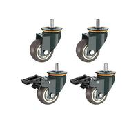 Ruedas Giratorias, 4 Piezas Ruedas TPR de Alta Resistencia con Rosca M16 con Freno Reemplazos Universales de Carro Natural Giratorio de 360 de 3