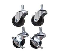 Ruedas Giratorias con Eje Roscado M8 x 15mm Juego de 4 Ruedas para Sillas de Escritorio Sillas de Oficina Ruedas para Muebles Ruedas Giratorias de Goma de Repuesto (2 con Freno + 2 Giratoria
