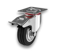 Ruedas giratorias con freno, ruedas silenciosas giratorias de goma, para carro de carga pesada móvil, electrodomésticos, bancos de trabajo (160 mm, 1)