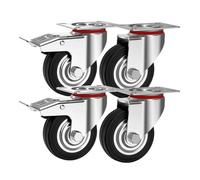 Ruedas giratorias con freno, ruedas silenciosas giratorias de goma, para carro de carga pesada móvil, electrodomésticos, bancos de trabajo (160 mm, 4)