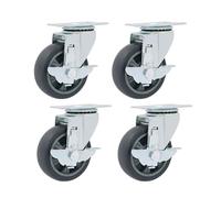 Ruedas giratorias con ruedas de transporte industrial de freno, ruedas de goma TPR de repuesto para carros, muebles, banco de trabajo, carro, paquete de 4 (tamaño: 75 mm/3 pulgadas)