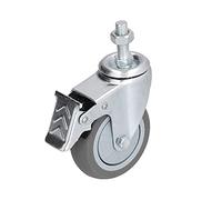 Ruedas giratorias de 3 pulgadas de PVC resistentes con vástago de bloqueo y freno, ruedas universales de rodamiento suave para estantes, equipos médicos y maquinaria. (Tiene frenos)