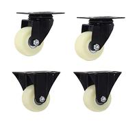 Ruedas giratorias de 4 pulgadas, sin ruido, de nailon, 120 kg, placa superior instalada, color blanco, opción de freno para sillas, mesas, soportes de flores y dispositivos pequeños