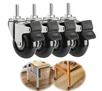 Ruedas giratorias de 63 mm para Trabajo Pesado, con vástago, Capacidad de Carga de 200 kg, Paquete de 4, roscadas con Freno, giratorias, para cto, Negras (tamaño: M10 x 25 mm, Color: 4 giratorias