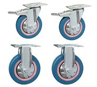Ruedas giratorias de alta resistencia de 4 pulgadas con frenos - Rueda silenciosa de poliuretano for uso industrial y doméstico - Paquete de 4(Orientation+brake 100mm)