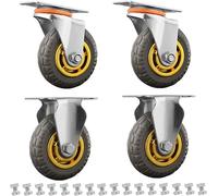 Ruedas giratorias de alta resistencia, Ruedas Rueda Giratoria Con Placa De Goma De 4 Piezas, Rueda Industrial for Muebles Resistentes, Bandas De Rodadura De Neumáticos, Capacidad De Carga 600 Kg