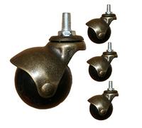 Ruedas giratorias de bola de nailon, M8/10 ruedas giratorias de varilla roscada, ruedas de repuesto de muebles antiguos para silla, carrito de té, capacidad de carga de 4 piezas 80 kg, M10