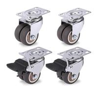 Ruedas giratorias de freno de 2 pulgadas, 4 Uds., for paleta, carrito, rodillos de goma suave silenciosos universales, herrajes for muebles(Brake and No Brake,2 inch)
