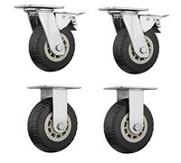 Ruedas giratorias de goma elástica silenciosa Ruedas universales Ruedas de dirección de alta resistencia(5"brake+fixed)