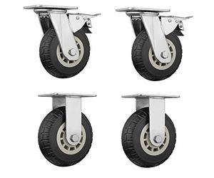 Ruedas giratorias de goma elástica silenciosa Ruedas universales Ruedas de dirección de alta resistencia(8"brake+fixed)