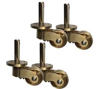 Ruedas giratorias de latón macizo, 4 unidades antiguas vintage con vástago de émbolo, ruedas universales de 1 pulgada para muebles de latón pulido, repuesto para patas de piano y sofás, capa