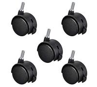 Ruedas giratorias de nailon de 2 pulgadas con doble rueda de 8 x 20 mm, varilla mueble, ruedas con freno, 5 unidades