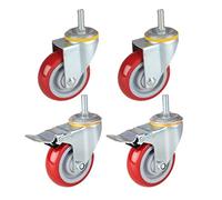 Ruedas giratorias de poliuretano Tornillo giratorio M12 Ruedas de rueda universales 3" 4" 5" Rueda de muebles Carga 360 kg Ruedas giratorias pesadas con frenos Carro industrial Rodillo de transporte 4