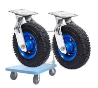 Ruedas giratorias de repuesto resistentes para camiones y carritos de mano, paquete de 2 con freno de 6, 8, 10 pulgadas, ruedas giratorias de goma, perfectas para carros de jardín y vagones de mano