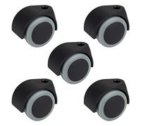Ruedas giratorias Dörner + Helmer, juego de 5, para silla de oficina, 50 mm x 54 mm, capacidad de carga 120 kg, orificio trasero de 11 mm, plástico, gris/negro
