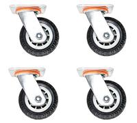 Ruedas giratorias for trabajo pesado, direccionales, con freno, planas, de goma, for carretilla, remolque(8"Swivel)