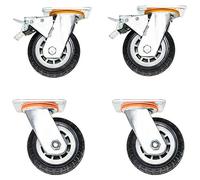 Ruedas giratorias for trabajo pesado, direccionales, con freno, planas, de goma, for carretilla, remolque(6"brake+Swivel)
