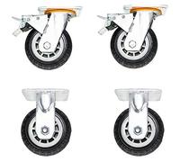 Ruedas giratorias for trabajo pesado, direccionales, con freno, planas, de goma, for carretilla, remolque(4"brake+fixed)