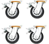 Ruedas giratorias for trabajo pesado, direccionales, con freno, planas, de goma, for carretilla, remolque(4"brake)