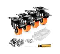 Ruedas Giratorias, Juego de 4 ruedas giratorias 2/4/5 pulgadas con PVC bloqueo doble seguridad for carro, muebles, banco trabajo(2 in)