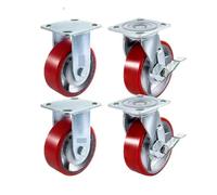 Ruedas giratorias, Paquete de 4 ruedas de poliuretano con núcleo de hierro de alta resistencia, 6 "X 2", 2 ruedas rígidas y 2 giratorias con freno lateral, capacidad de 1000 libras por rueda,Movimien