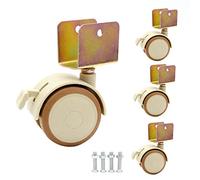 Ruedas Giratorias para Cunas,Rueda para Muebles con Soporte Tipo U de 20mm/22mm/25mm,47mm Goma Ruedas Con Freno,Carga 100Kg,para Muebles de Niños Puesto de Flores,4 Pz(25mm)