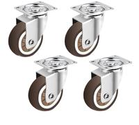 Ruedas giratorias para muebles de 4 piezas para fondo plano de goma TPR universales para carros de la compra Trolley (4 Brake,1 inch)