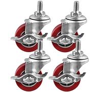 Ruedas giratorias para muebles de poliuretano sin ruido, ruedas de vástago M8 x 15 mm, paquete de 4 (tamaño: con freno)