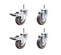 Ruedas giratorias para muebles, M8, ruedas pequeñas para muebles, 2 ruedas con freno y 2 sin frenos, giratorias 360°, ruedas de goma antideslizantes para interiores y exteriores (3 pulgadas)