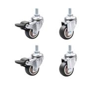 Ruedas giratorias para muebles, M8, ruedas pequeñas para muebles, 2 ruedas con freno y 2 sin frenos, giratorias 360°, ruedas de goma antideslizantes para interiores y exteriores (1,5 pulgadas)